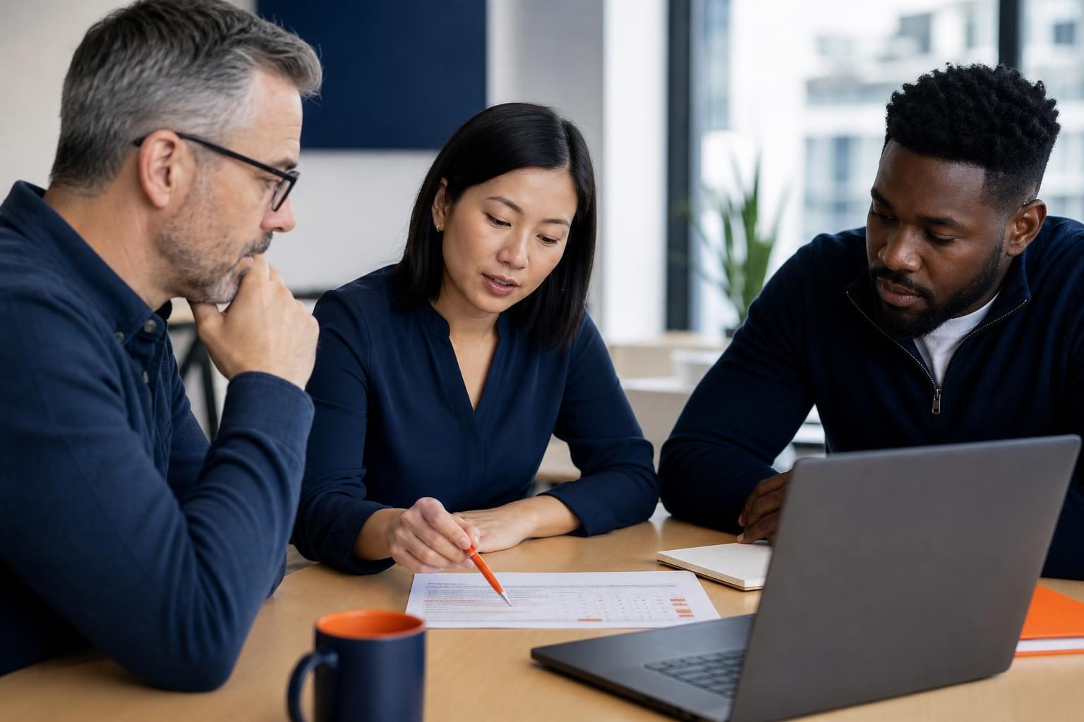 Small-team meeting to finalize AI coding assistant policy and code review rules