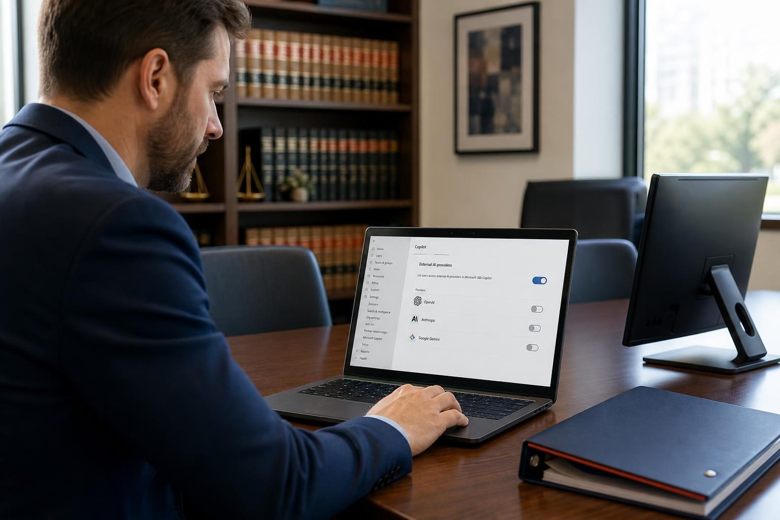 Law firm IT admin enabling Anthropic models for Microsoft 365 Copilot in the admin center