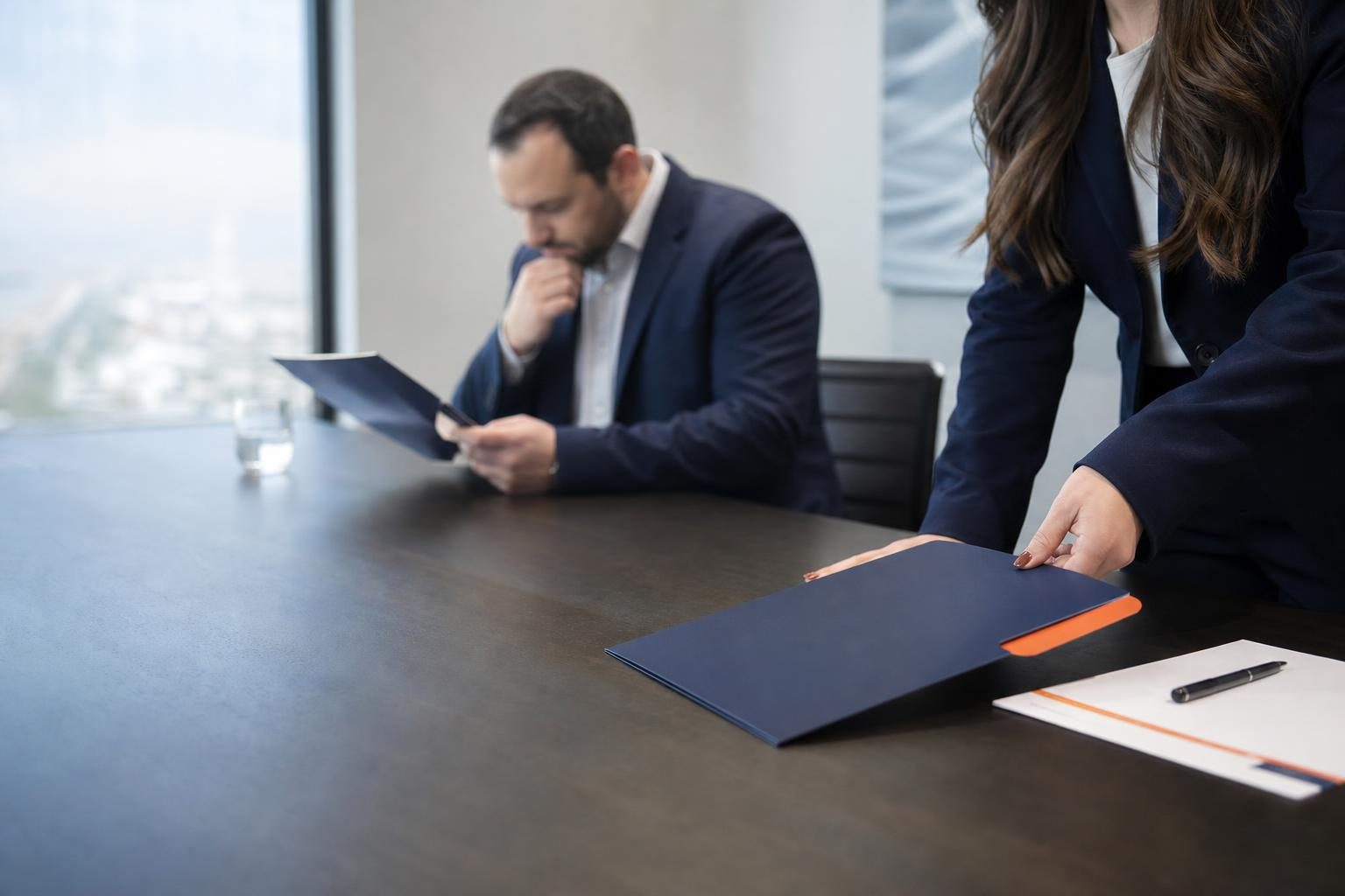 Managed IT colleagues review a prospect briefing and assign a follow-up task after a demo