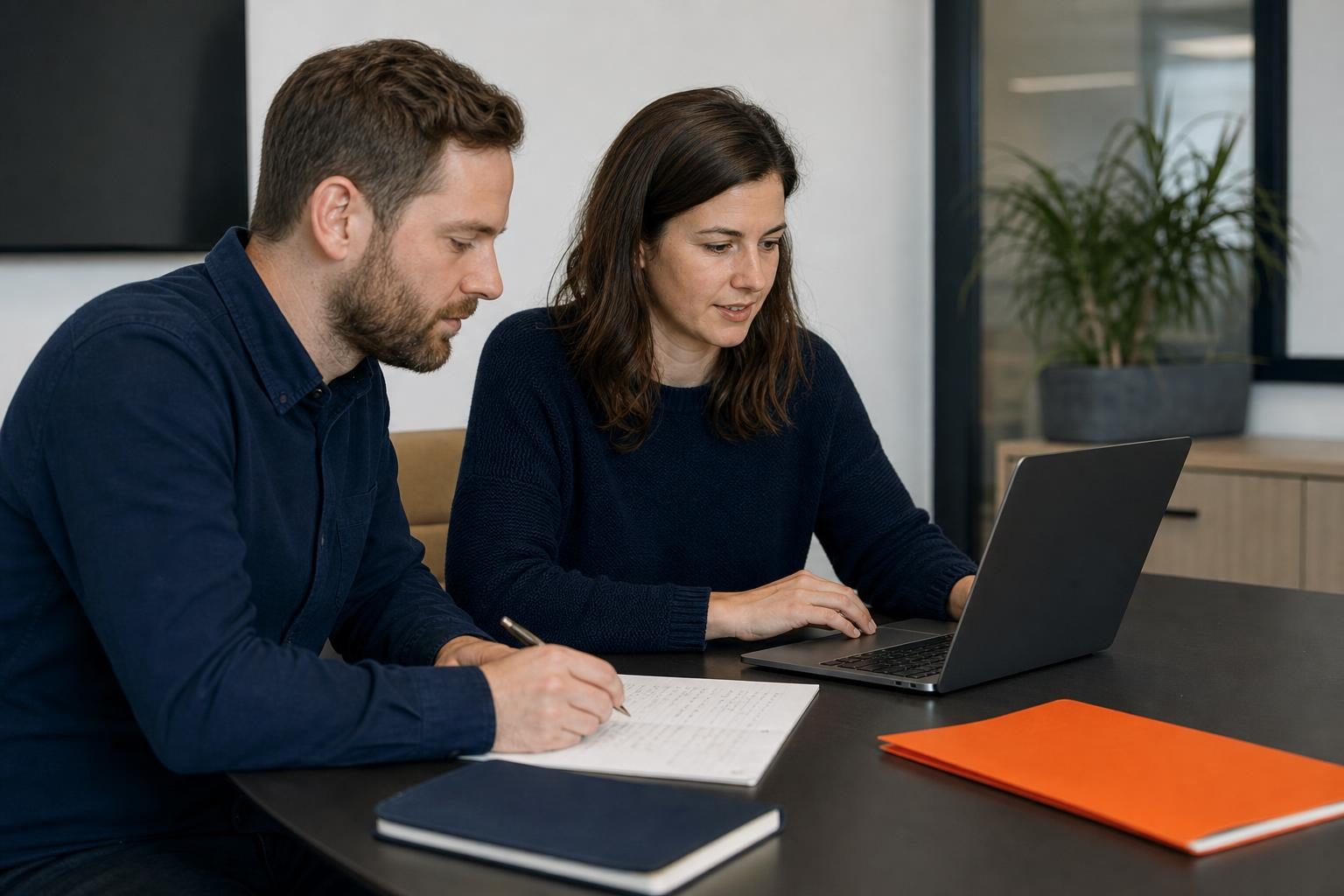 Managed IT services colleagues assigning product demo follow-up tasks after a Teams meeting